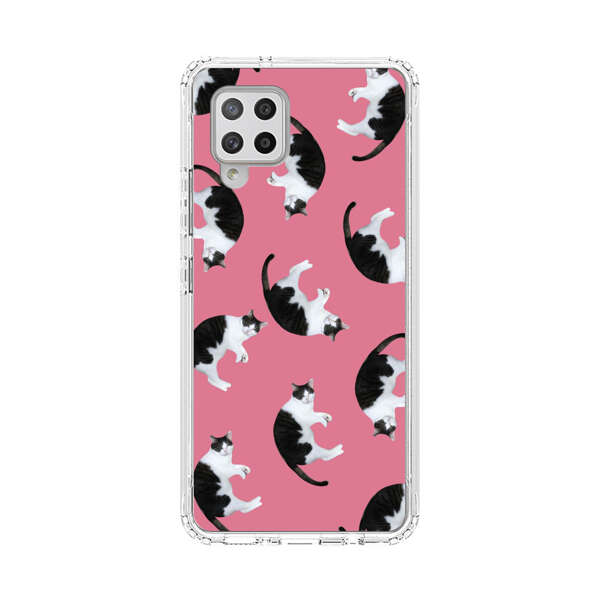 Black and White Cats Pattern on Pink Background Samsung Galaxy A42 (5G) Case
