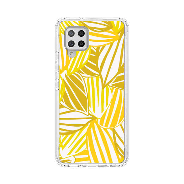Bright Yellow Striped Tropical Leaves Pattern Samsung Galaxy A42 (5G) Case