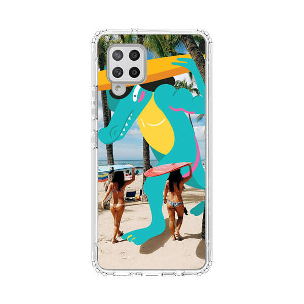 Cartoon Alligator Carrying Surfboards on Beach Samsung Galaxy A42 (5G) Case