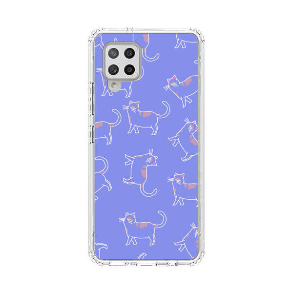 Playful Cartoon Cats on Purple Background Samsung Galaxy A42 (5G) Case