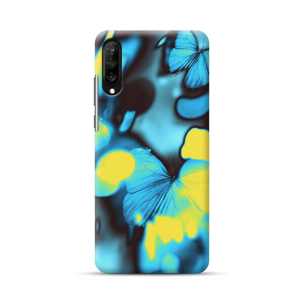 Blue Butterflies Glowing Abstract Background Samsung Galaxy A50 Hard Case