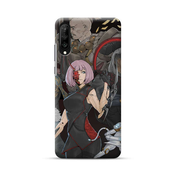 Futuristic Cyberpunk Warriors and Robotic Cat in Dynamic Pose Samsung Galaxy A50 Hard Case
