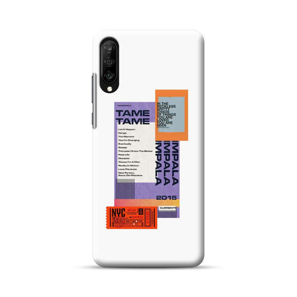 Modern Graphic Collage with Typography and Ticket Elements Samsung Galaxy A50 Hard Case