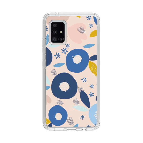 Abstract Floral Pattern with Blue, Pink and Mustard Flowers Samsung Galaxy A51 5G Case