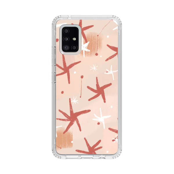 Abstract Star Pattern Red and White on Beige Background Samsung Galaxy A51 5G Case