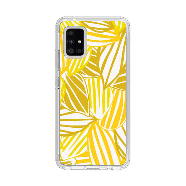 Bright Yellow Striped Tropical Leaves Pattern Samsung Galaxy A51 5G Case