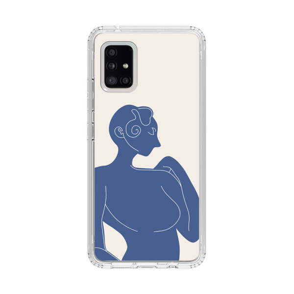 Minimalistic Abstract Female Silhouette Blue Samsung Galaxy A51 5G Case