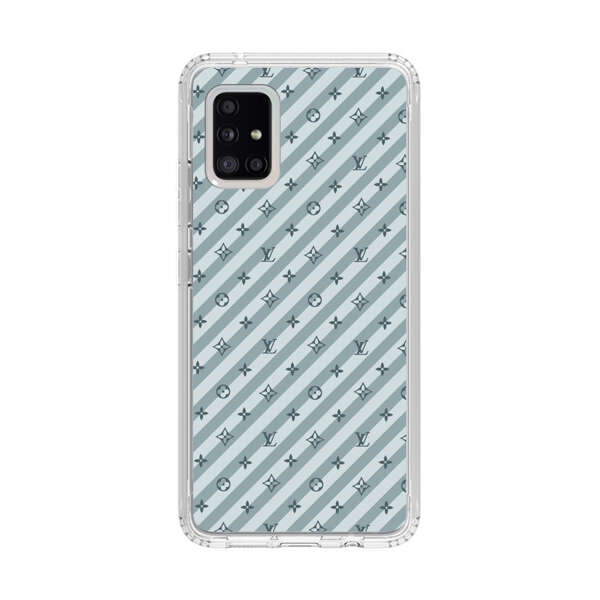 Stylish Blue Diagonal Striped Luxury Logo Pattern Samsung Galaxy A51 5G Case