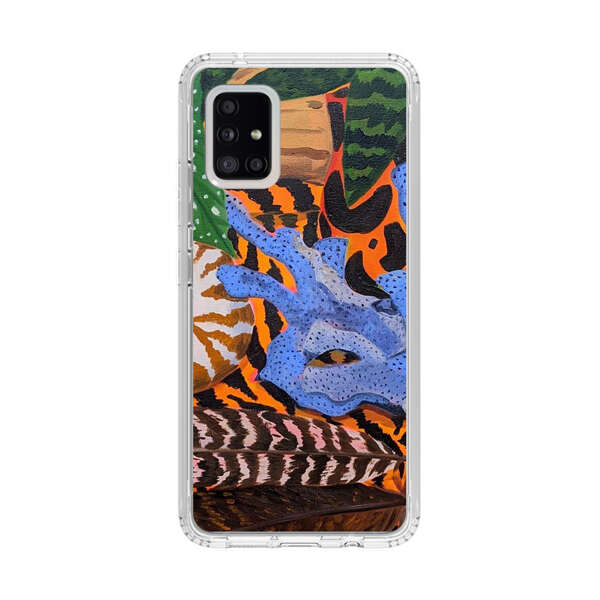 Tropical Coral Seashell Feathers on Tiger Pattern Samsung Galaxy A51 5G Case