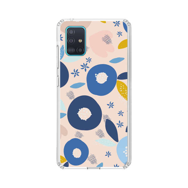 Abstract Floral Pattern with Blue, Pink and Mustard Flowers Samsung Galaxy A51 (4G) Case