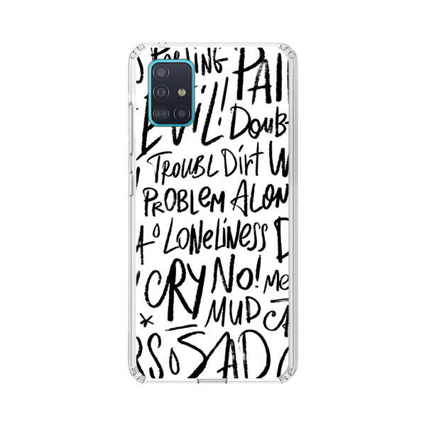 Black and White Negative Words Pattern Samsung Galaxy A51 (4G) Case