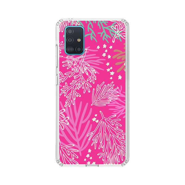 Bright Pink Tropical Leaf Pattern Samsung Galaxy A51 (4G) Case