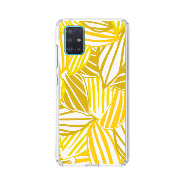 Bright Yellow Striped Tropical Leaves Pattern Samsung Galaxy A51 (4G) Case