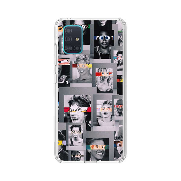 Creative Collage of Iconic Black and White Portraits with Cartoon Eyes Samsung Galaxy A51 (4G) Case