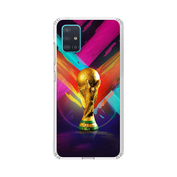 Golden Soccer Trophy with Colorful Abstract Background Samsung Galaxy A51 (4G) Case