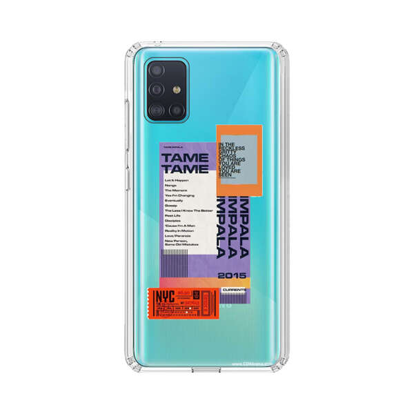 Modern Graphic Collage with Typography and Ticket Elements Samsung Galaxy A51 (4G) Case