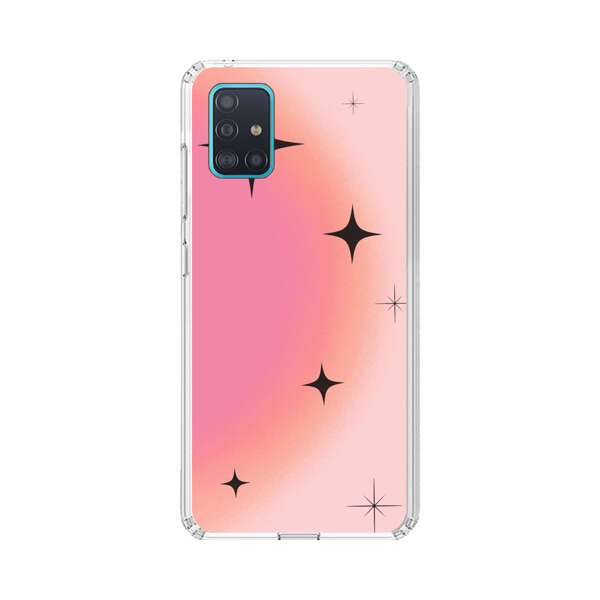 Pink Peach Gradient with Black Stars Samsung Galaxy A51 (4G) Case