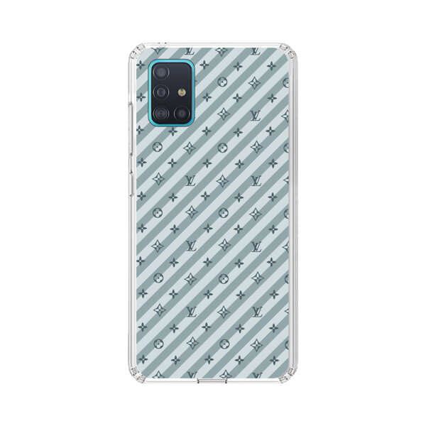Stylish Blue Diagonal Striped Luxury Logo Pattern Samsung Galaxy A51 (4G) Case