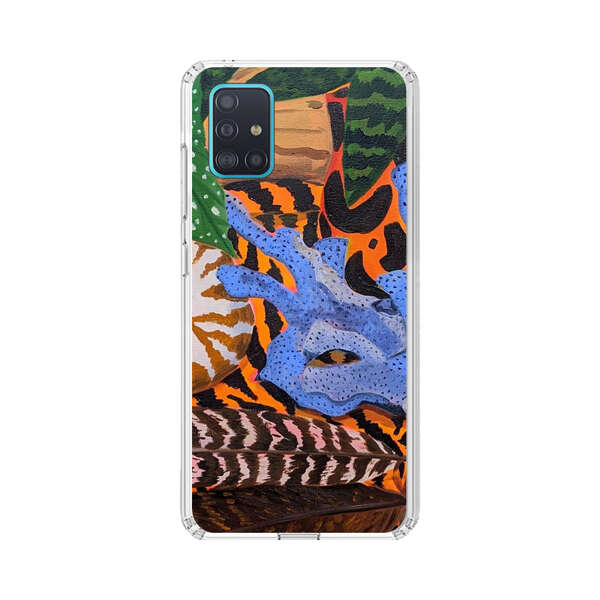 Tropical Coral Seashell Feathers on Tiger Pattern Samsung Galaxy A51 (4G) Case