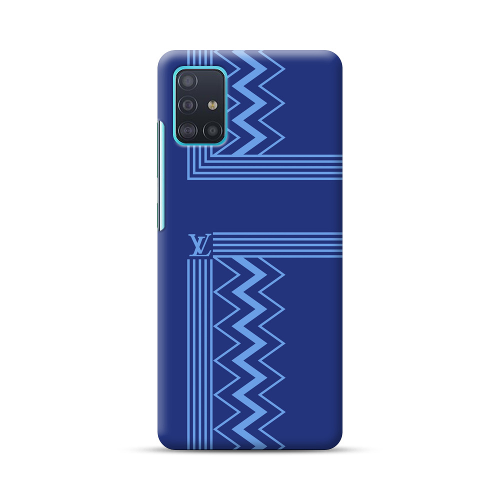 Stylish Geometric Zigzag Pattern in Blue Samsung Galaxy A51 (4G) Hard Case