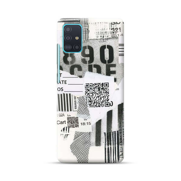 Abstract Collage Torn Paper Barcodes Samsung Galaxy A51 (4G) Hard Case