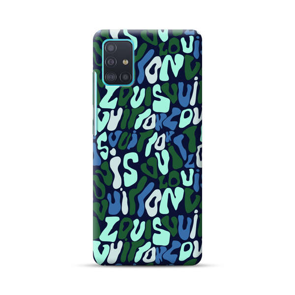 Abstract Layered Text Pattern in Blue and Green Samsung Galaxy A51 (4G) Hard Case