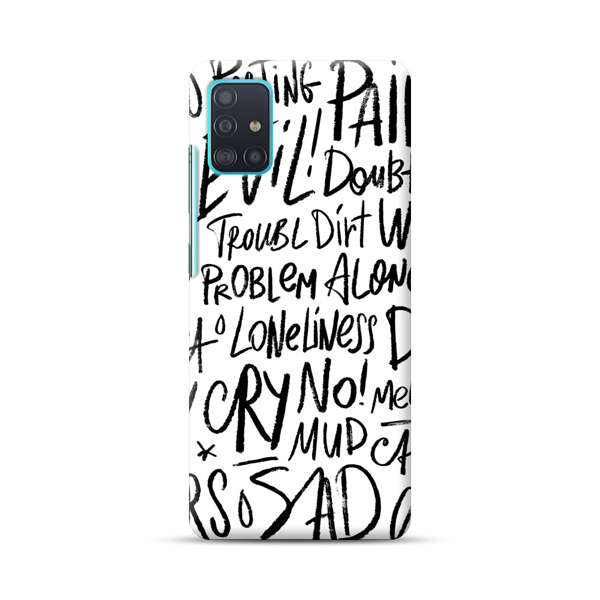 Black and White Negative Words Pattern Samsung Galaxy A51 (4G) Hard Case