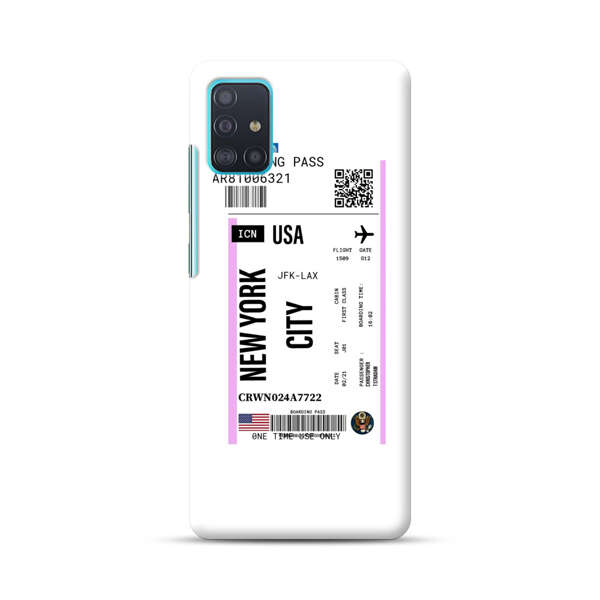 Boarding Pass New York City Flight Ticket Samsung Galaxy A51 (4G) Hard Case