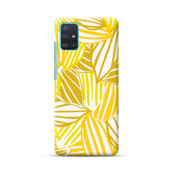 Bright Yellow Striped Tropical Leaves Pattern Samsung Galaxy A51 (4G) Hard Case