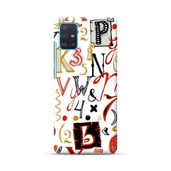 Colorful Hand Drawn Letters and Numbers Pattern Samsung Galaxy A51 (4G) Hard Case