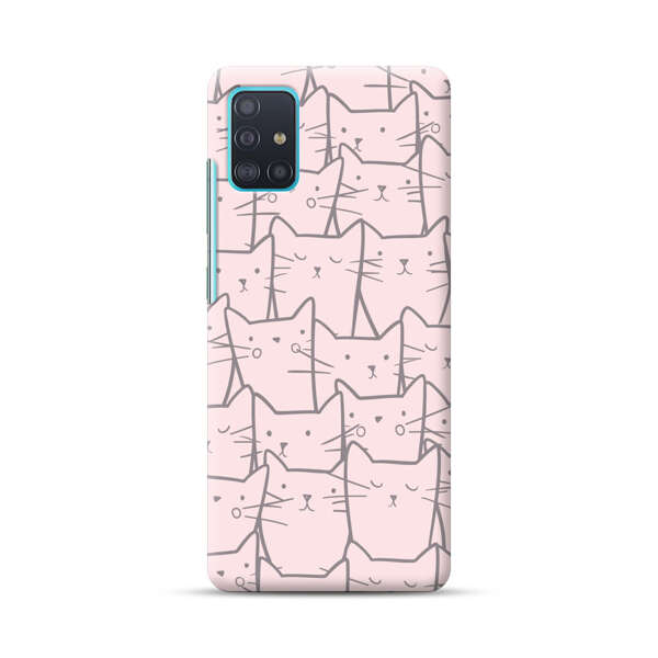 Cute Hand Drawn Cat Pattern Samsung Galaxy A51 (4G) Hard Case