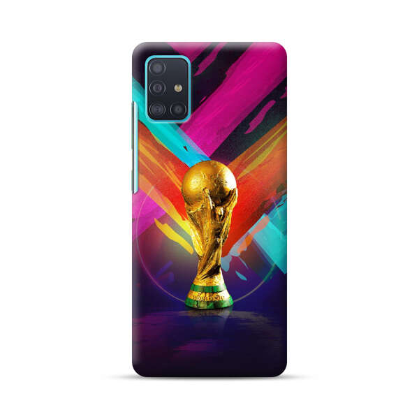 Golden Soccer Trophy with Colorful Abstract Background Samsung Galaxy A51 (4G) Hard Case