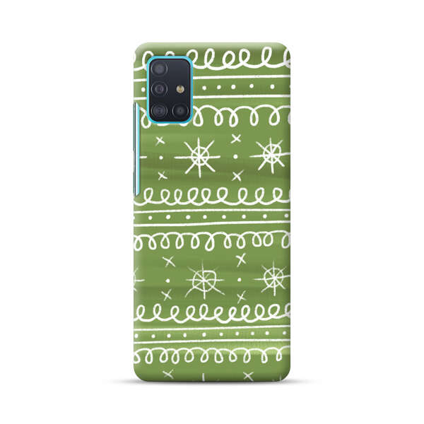 Green White Stars Loop Pattern Samsung Galaxy A51 (4G) Hard Case