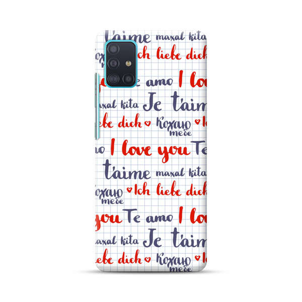 Love Message Multilingual Pattern Samsung Galaxy A51 (4G) Hard Case