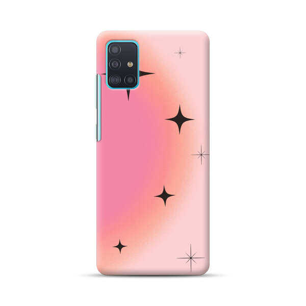 Pink Peach Gradient with Black Stars Samsung Galaxy A51 (4G) Hard Case