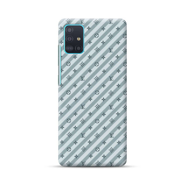 Stylish Blue Diagonal Striped Luxury Logo Pattern Samsung Galaxy A51 (4G) Hard Case