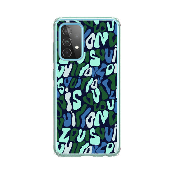 Abstract Layered Text Pattern in Blue and Green Samsung Galaxy A52 (5G) Case