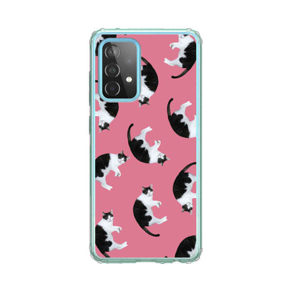 Black and White Cats Pattern on Pink Background Samsung Galaxy A52 (5G) Case