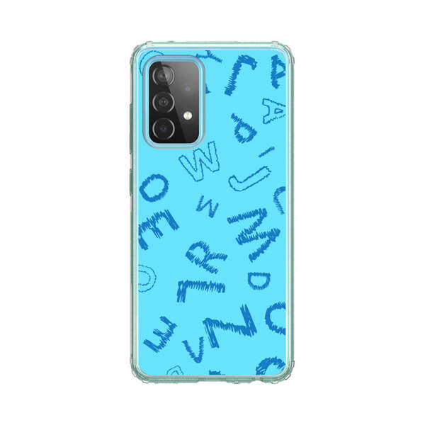 Blue background with random sketched alphabet letters Samsung Galaxy A52 (5G) Case