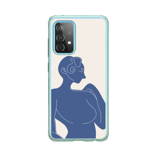 Minimalistic Abstract Female Silhouette Blue Samsung Galaxy A52 (5G) Case