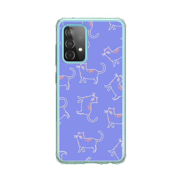 Playful Cartoon Cats on Purple Background Samsung Galaxy A52 (5G) Case