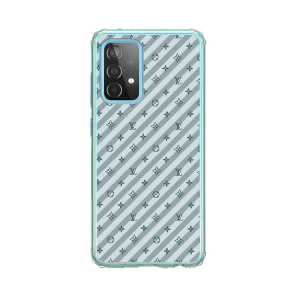 Stylish Blue Diagonal Striped Luxury Logo Pattern Samsung Galaxy A52 (5G) Case