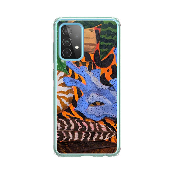 Tropical Coral Seashell Feathers on Tiger Pattern Samsung Galaxy A52 (5G) Case