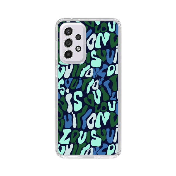 Abstract Layered Text Pattern in Blue and Green Samsung Galaxy A53 5G Case