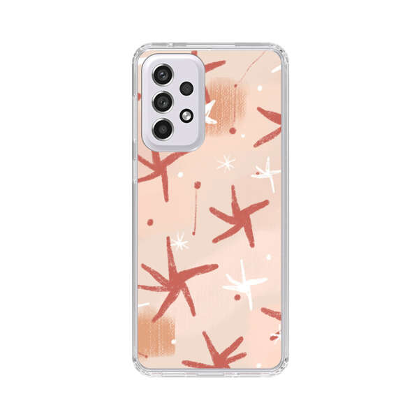 Abstract Star Pattern Red and White on Beige Background Samsung Galaxy A53 5G Case