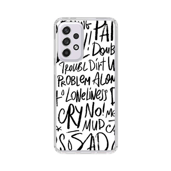 Black and White Negative Words Pattern Samsung Galaxy A53 5G Case