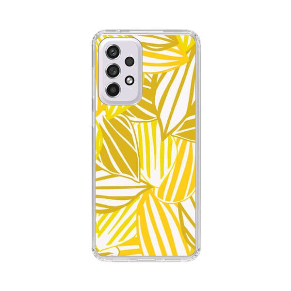Bright Yellow Striped Tropical Leaves Pattern Samsung Galaxy A53 5G Case