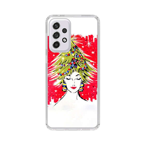 Christmas Tree Hair Woman Red Background Samsung Galaxy A53 5G Case