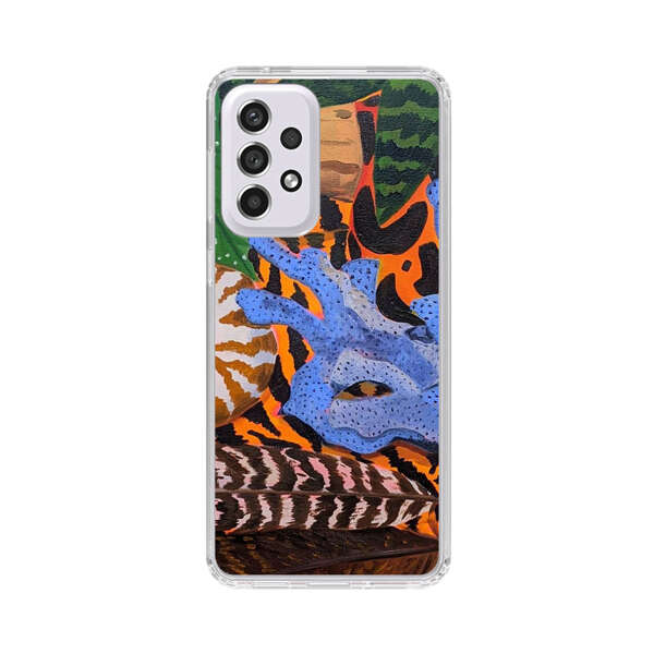 Tropical Coral Seashell Feathers on Tiger Pattern Samsung Galaxy A53 5G Case