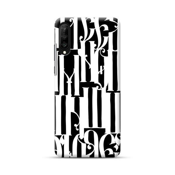 Abstract Black and White Pattern with Ornamental Letters Samsung Galaxy A70 Hard Case